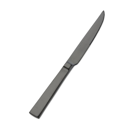 Bon Chef Roman, Steak Knife, Euro, Solid Handle, Matte Finish, 13/0, 9.5" - Black Matte , set of 12 S3715BM